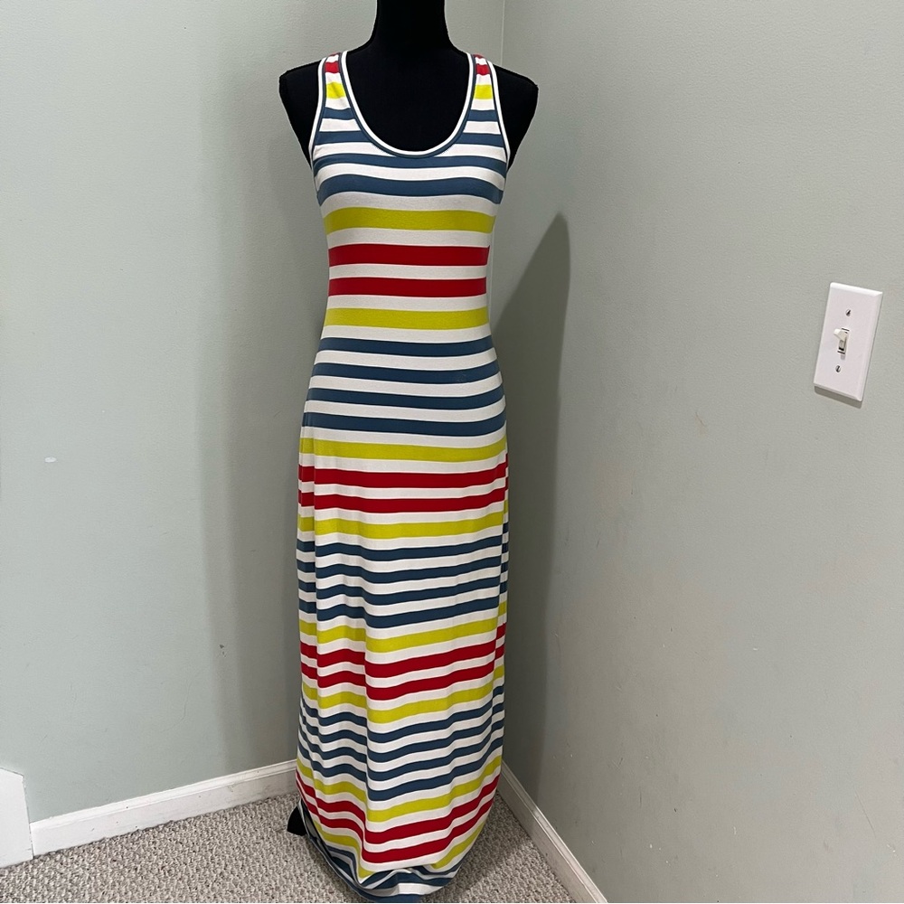 RACHEL Rachel Roy Striped Racerback Maxi Women’s Cotton Dress Sz M Bodycon Beach